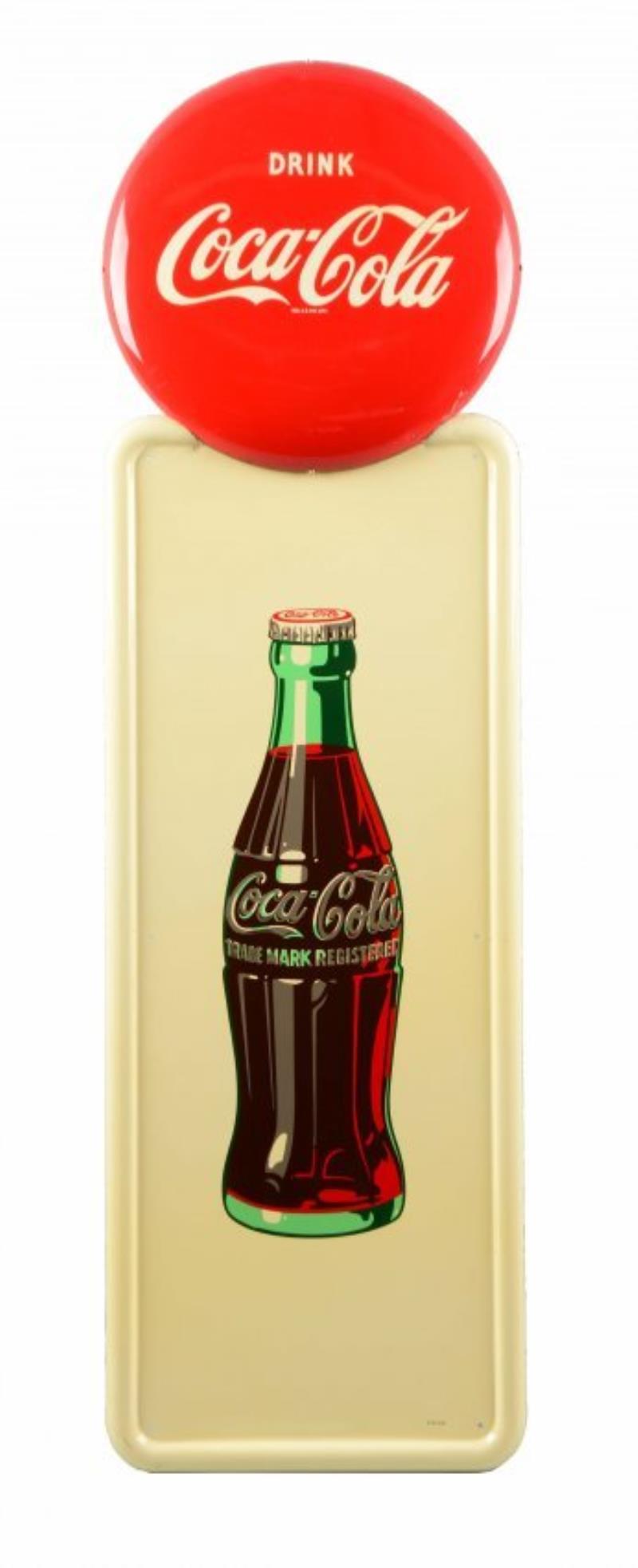 1950 Tin Coca-Cola Plaster & Button Sign