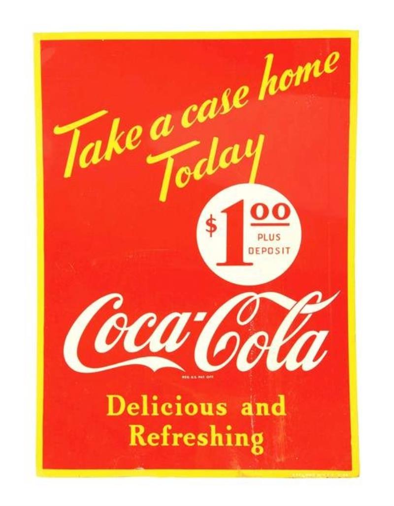 DOUBLE-SIDED PAINTED TIN COCA-COLA ADVERTISEMENT