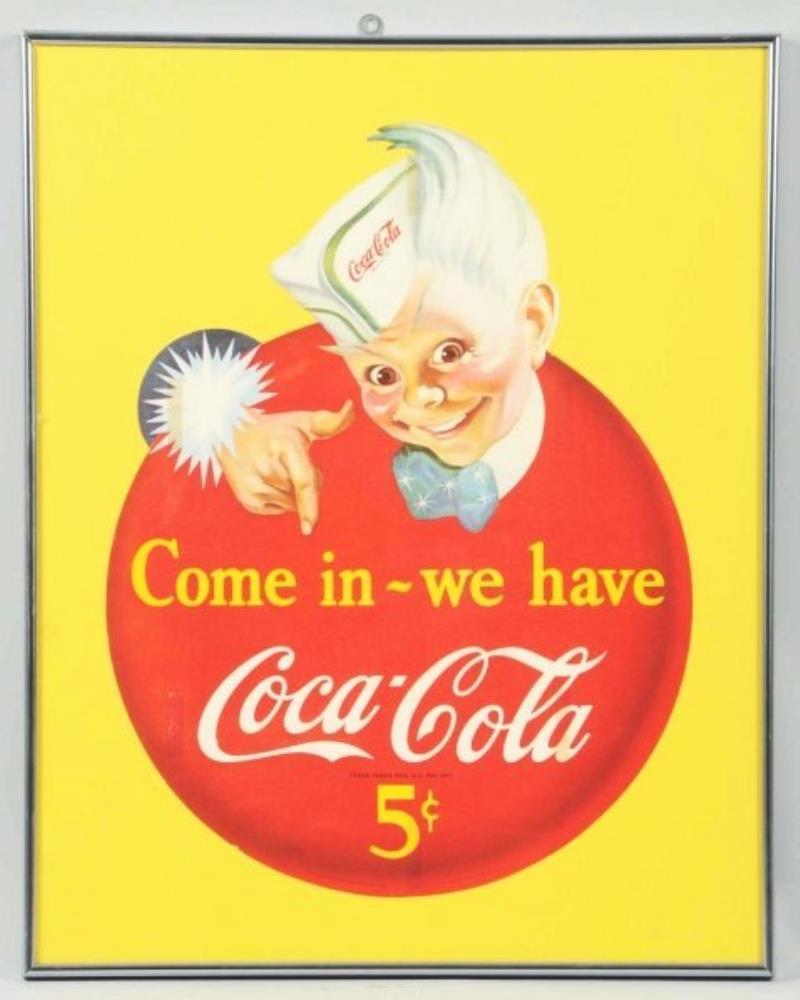 1944 Coca-Cola Paper Cutout Sprite Boy Sign.