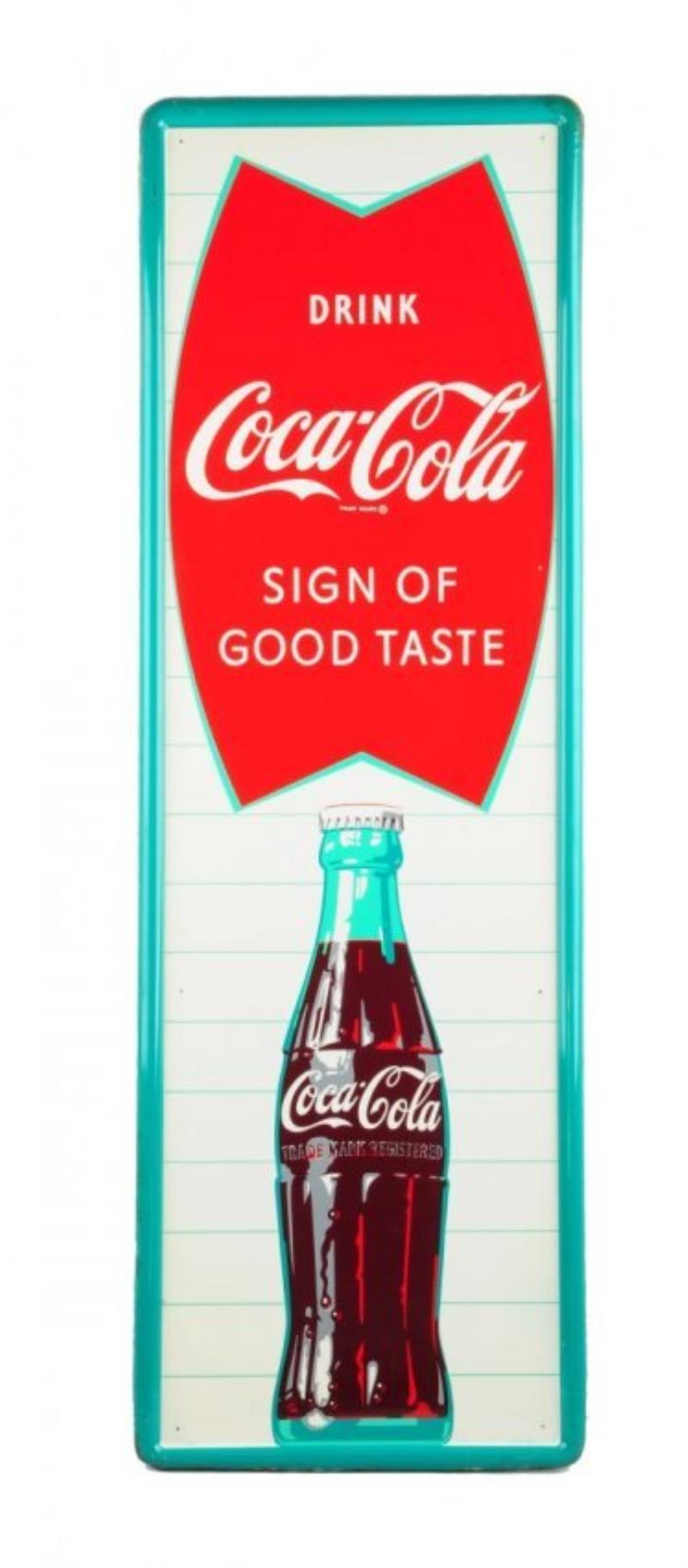 1960's Coca - Cola Vertical Tin Sign