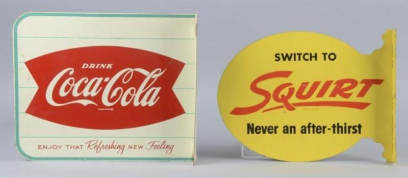 Coca Cola and Squirt Tin Flange Signs