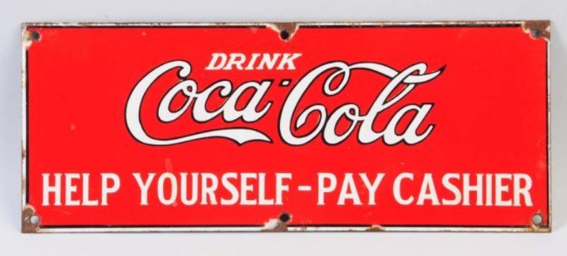 Elusive Coca - Cola Porcelain Cooler Sign