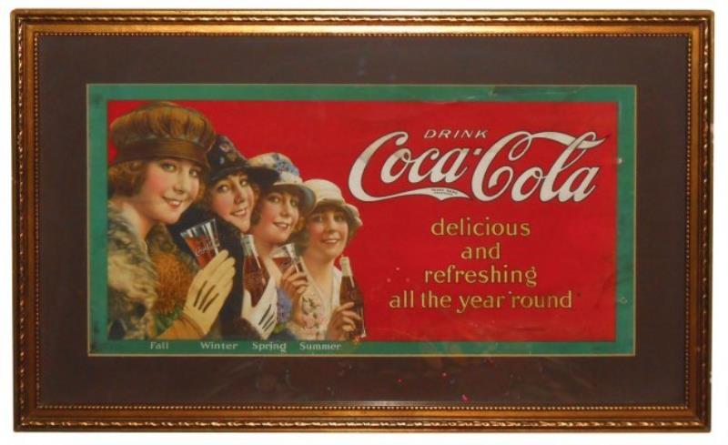 Coca-Cola trolley sign, colorful cdbd w/4 pretty girls,