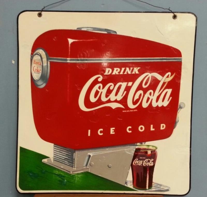 2 sided Coca Cola soda fountain advertising sign