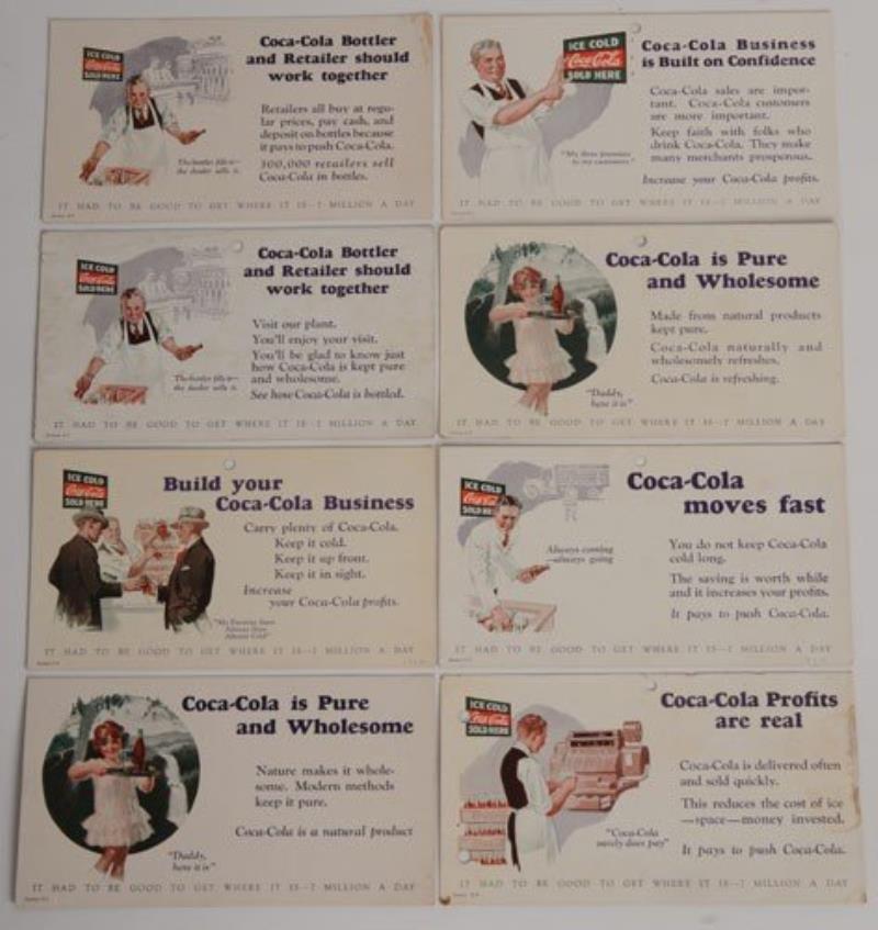 8 ASSORTED COCA-COLA PROMOTIONAL AD CARDS