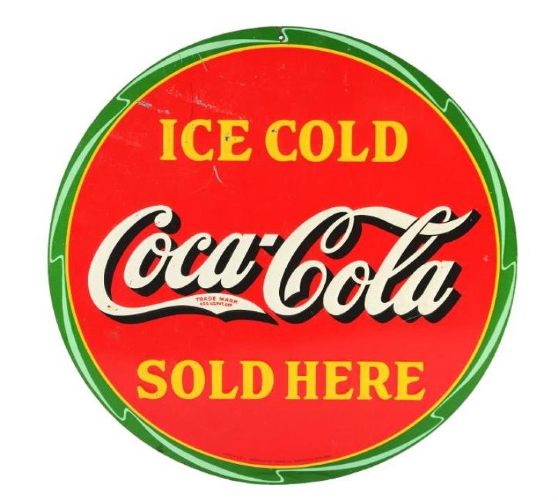 Tin Ice Cold Coca-Cola Sign.