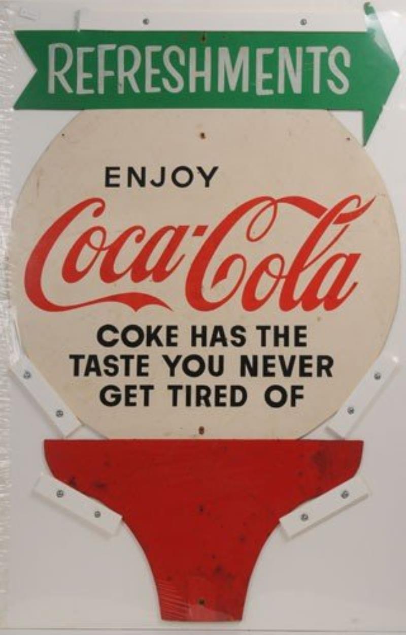 1950'S TO 1960'S COCA-COLA MASONITE CUT-OUT SIGN