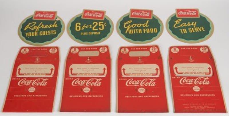 SET OF 4 1930'S COCA-COLA CARDBOARD BANNER CARDS