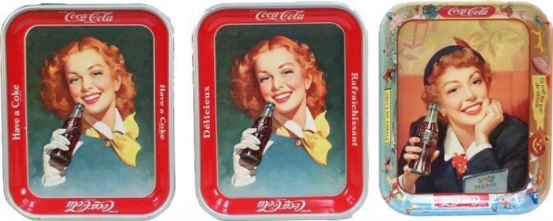 Lot Of 3 Vintage Coca Cola Tin Serving Trays