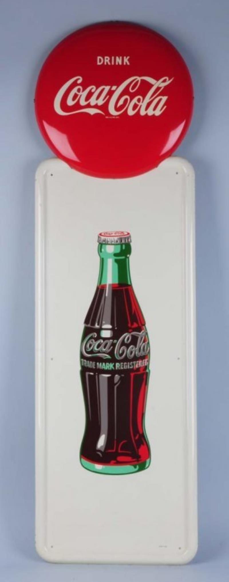 1953 Tin Coca-Cola Pilaster and Button.