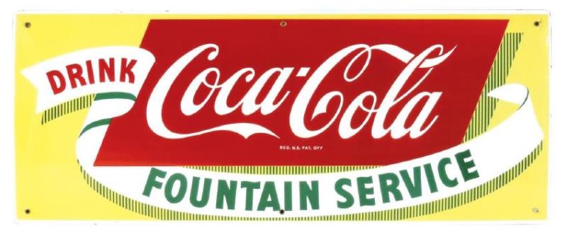 Coca-Cola sign, "Fountain Service", porcelain,