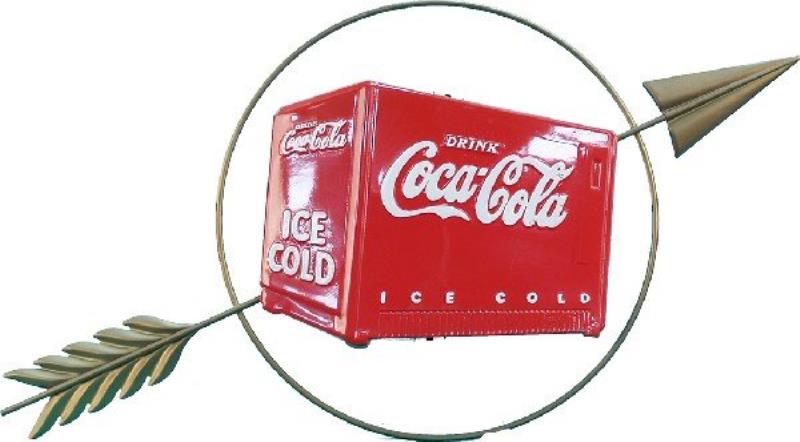 Coca Cola Die-Cut Arrow 3-D Metal & Tin Sign -