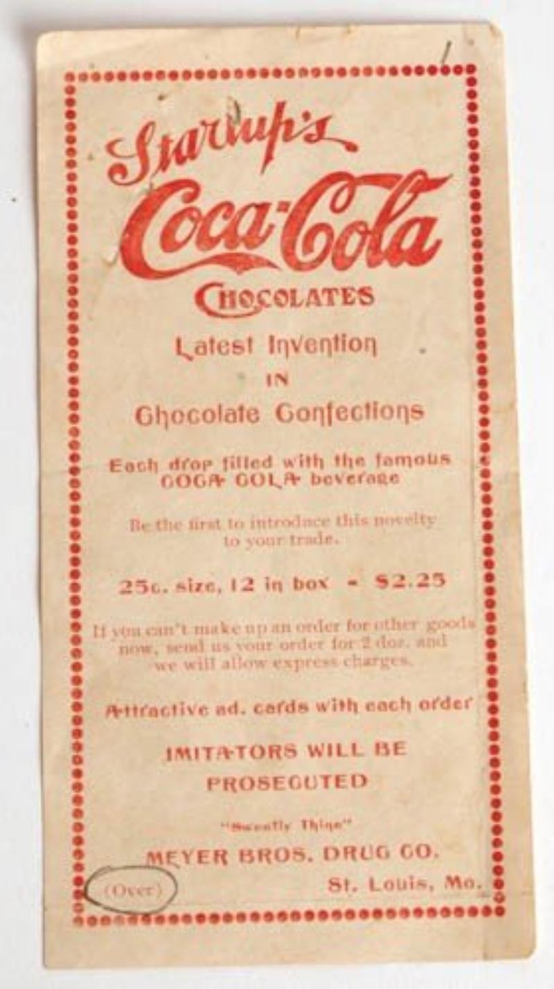 1920's Startup's Coca-Cola Chocolates paper flyer