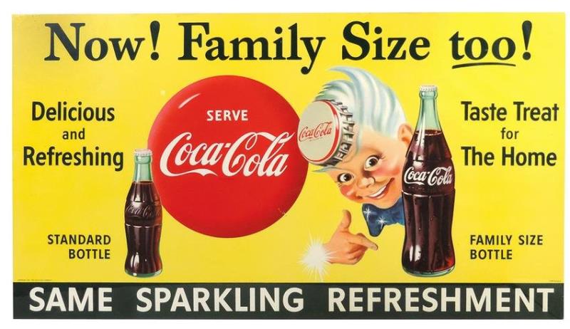 Coca-Cola Paper Banner, Now Family Size Too, colorful