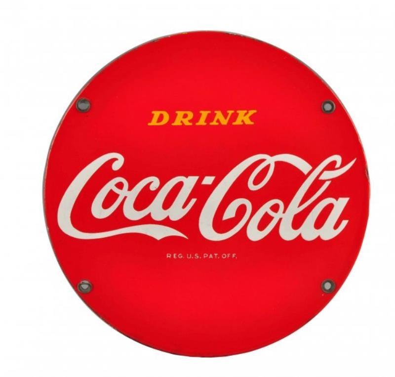 Rare Small Coca - Cola Porcelain Disc.