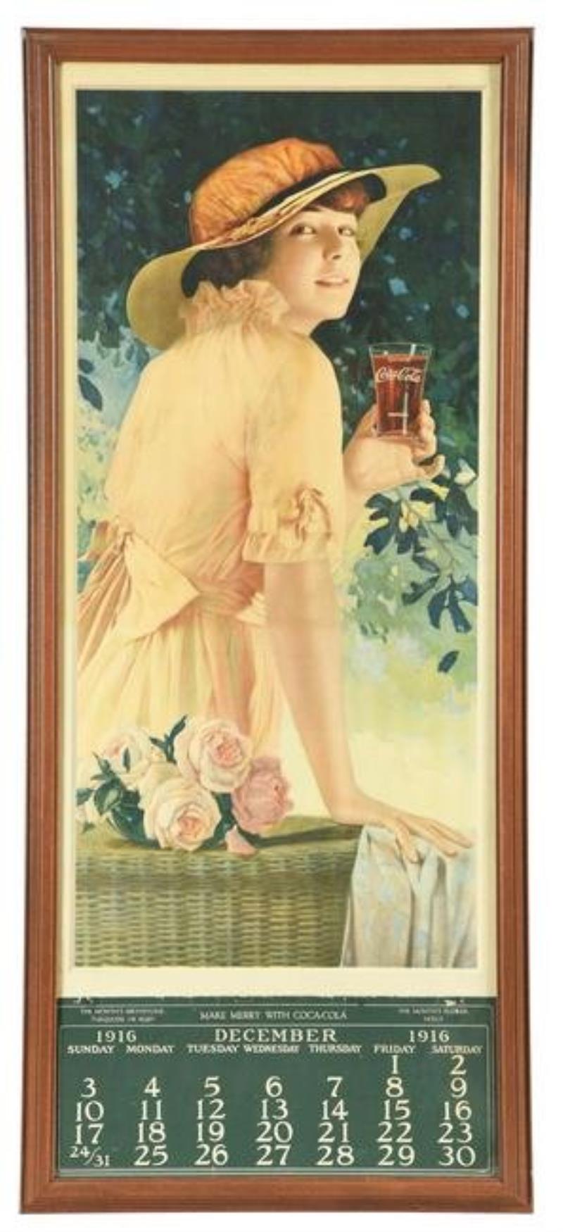 1916 FRAMED COCA-COLA CALENDAR.