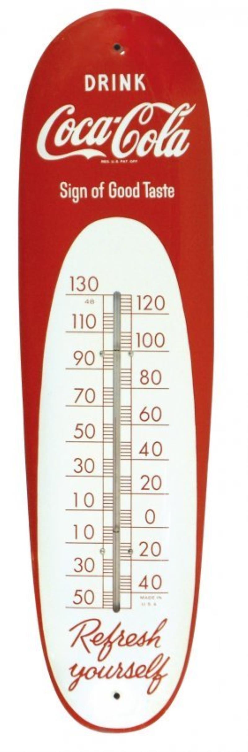 Coca-Cola thermometer, "Drink Coca-Cola, Sign of Good