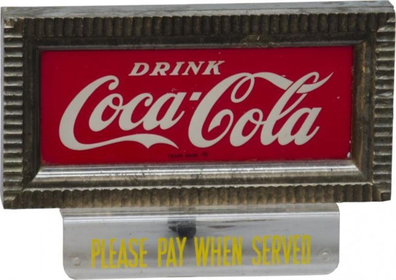 Vintage Drink Coca Cola Light-Up Glass Top Sign