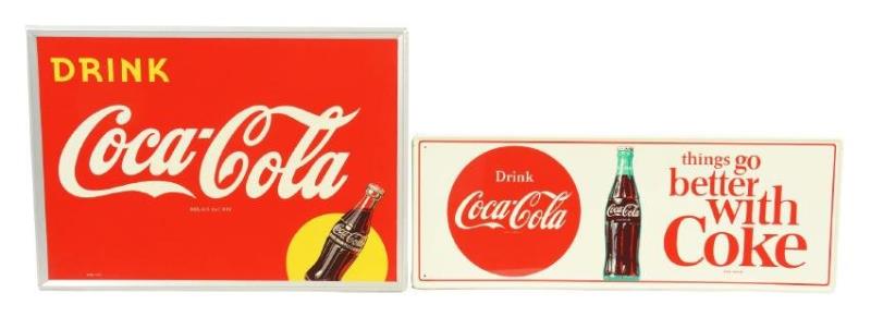 Self Framed Tin Coca-Cola Signs.