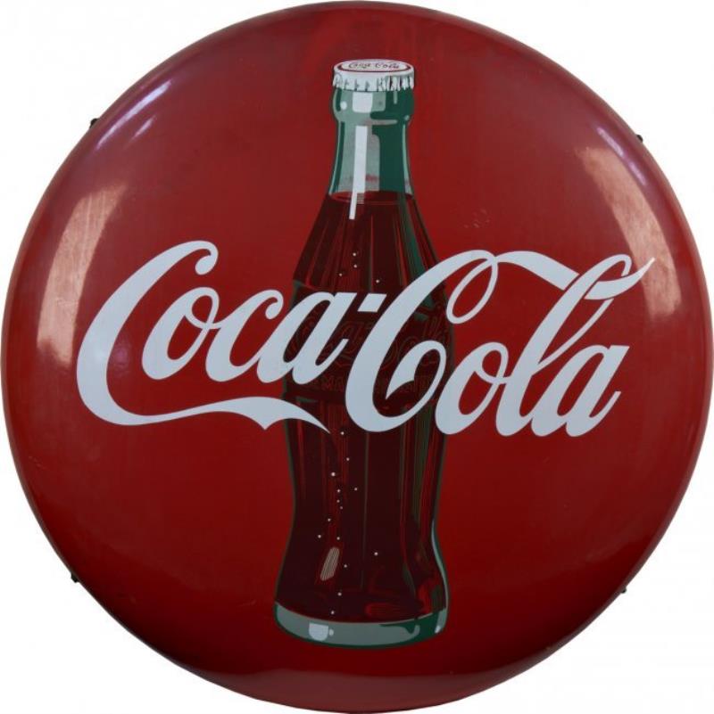 Large Coca Cola Red Porcelain Button Sign