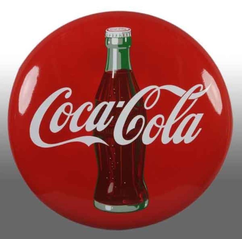 Porcelain Coca-Cola Button Sign.