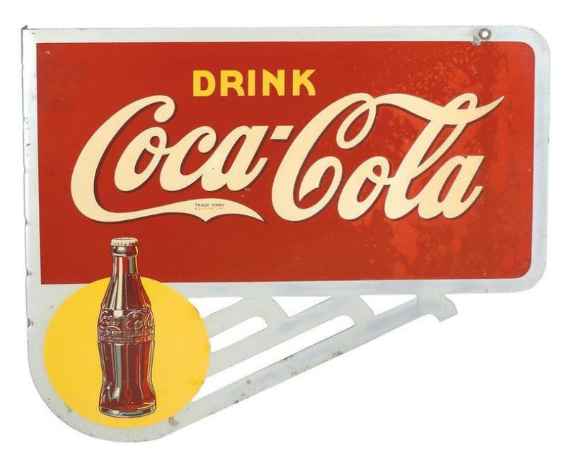 Coca-Cola Sign, double-sided diecut metal flange