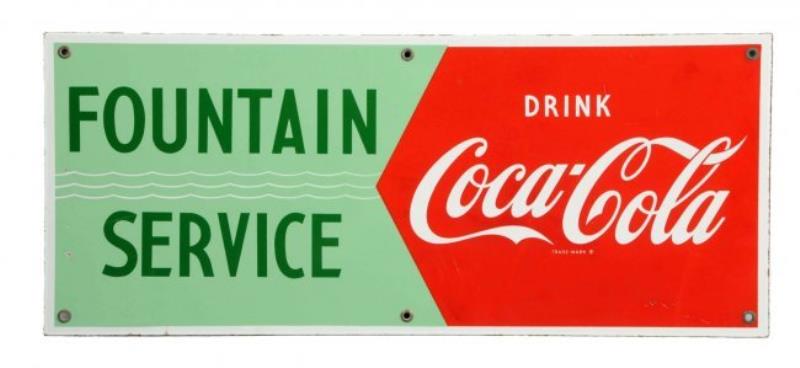 1950’s Coca-Cola Fountain Service Porcelain Sign.