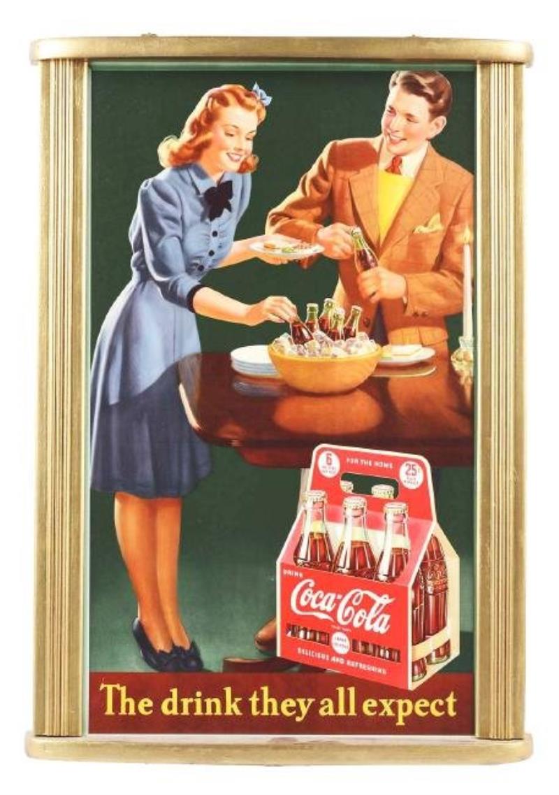 1942 Coca-Cola Cardboard Advertising Sign.