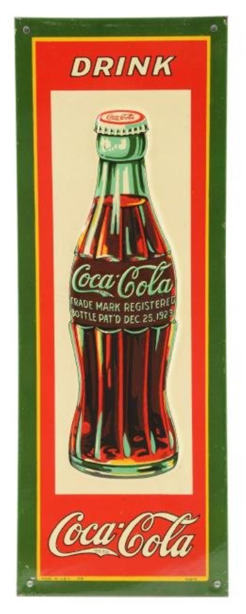 Drink Coca-Cola Embossed Tin Advertising Sign