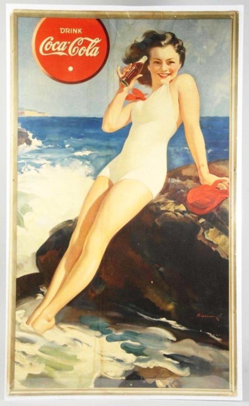 Large 1938 Coca-Cola Vertical Poster.