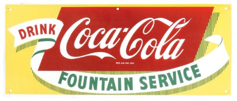 Coca-Cola Fountain Service sign, porcelain, Mint cond,