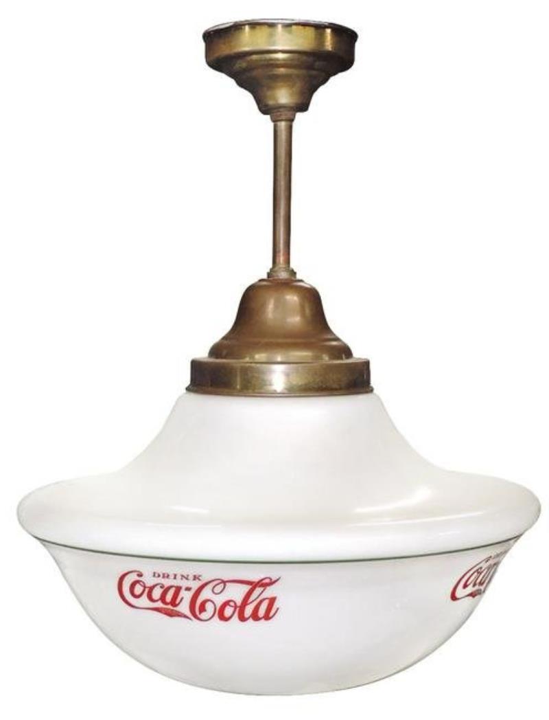 Coca-Cola Pendant Light, 1930s milk glass globe