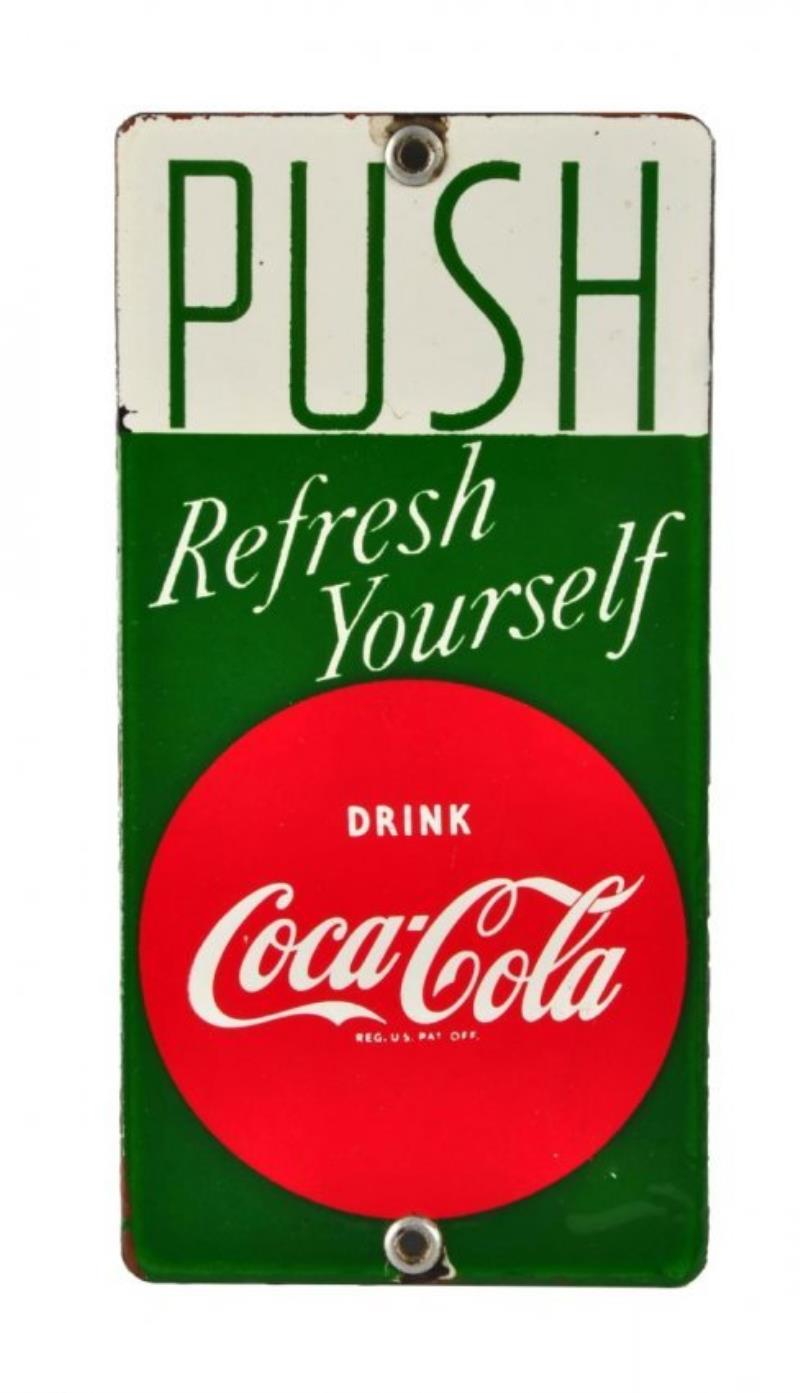 1950's Coca - Cola Porcelain Door Push