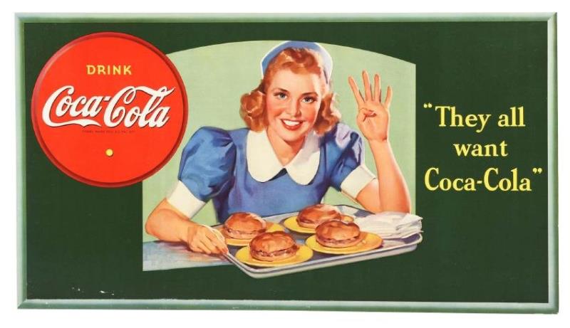 Large Coca-Cola Cardboard Advertising Sign.