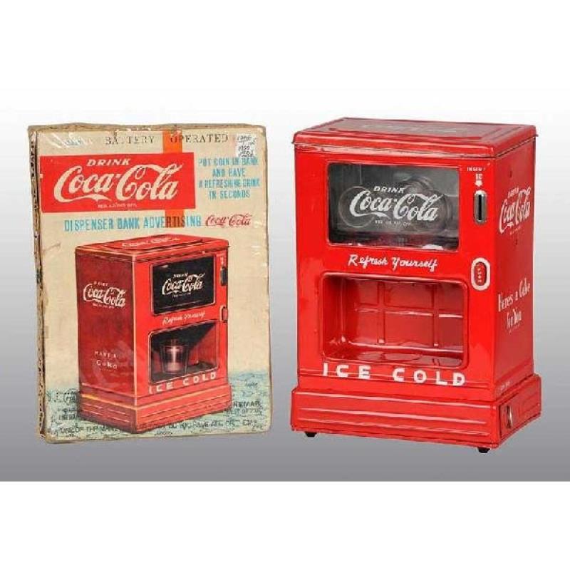 Tin Coca-Cola Dispenser Bank Battery-Op Toy
