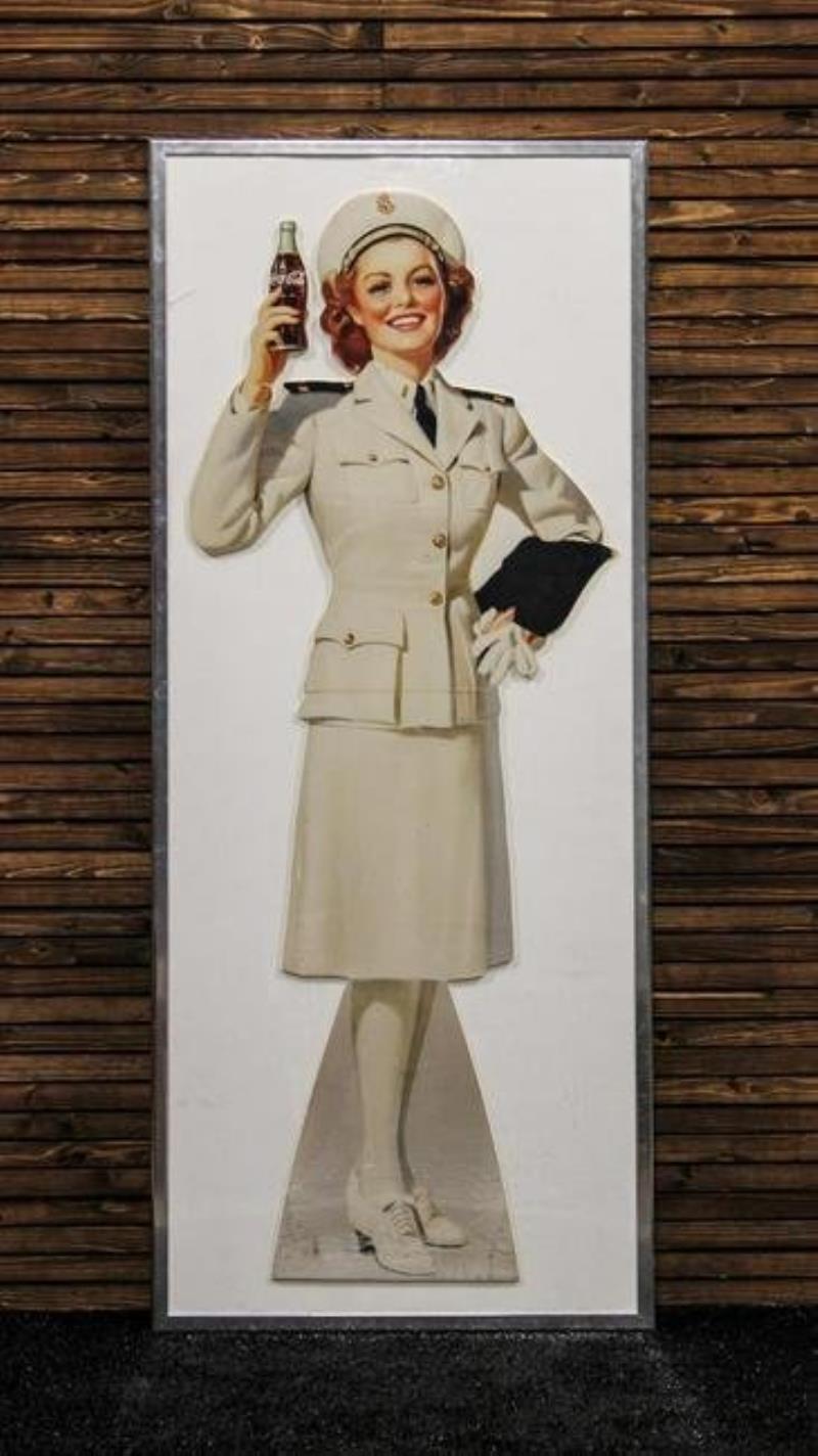 WWII Female Navy Ensign Coca-Cola Die-Cut Cardboard