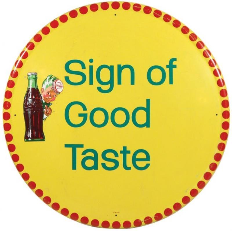 Coca-Cola metal sign, "Sign of Good Taste, Sprite boy