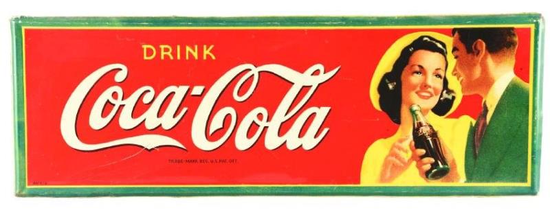 Tin Drink Coca-Cola Self Framed Sign.
