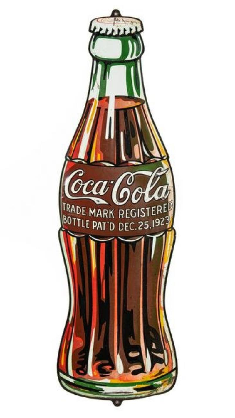 Early Die Cut Coca Cola Bottle Sign