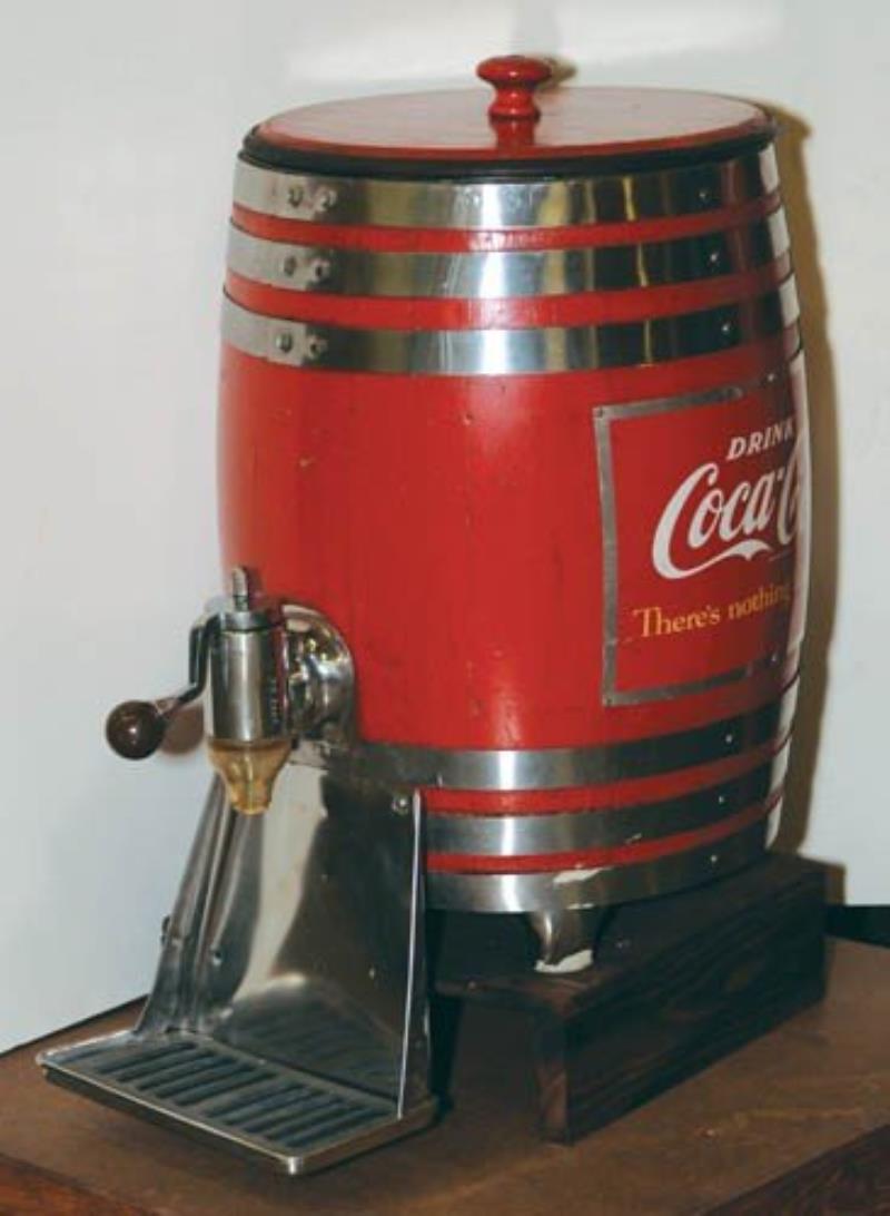 1950's Coca-Cola multiplex wood barrel dispenser