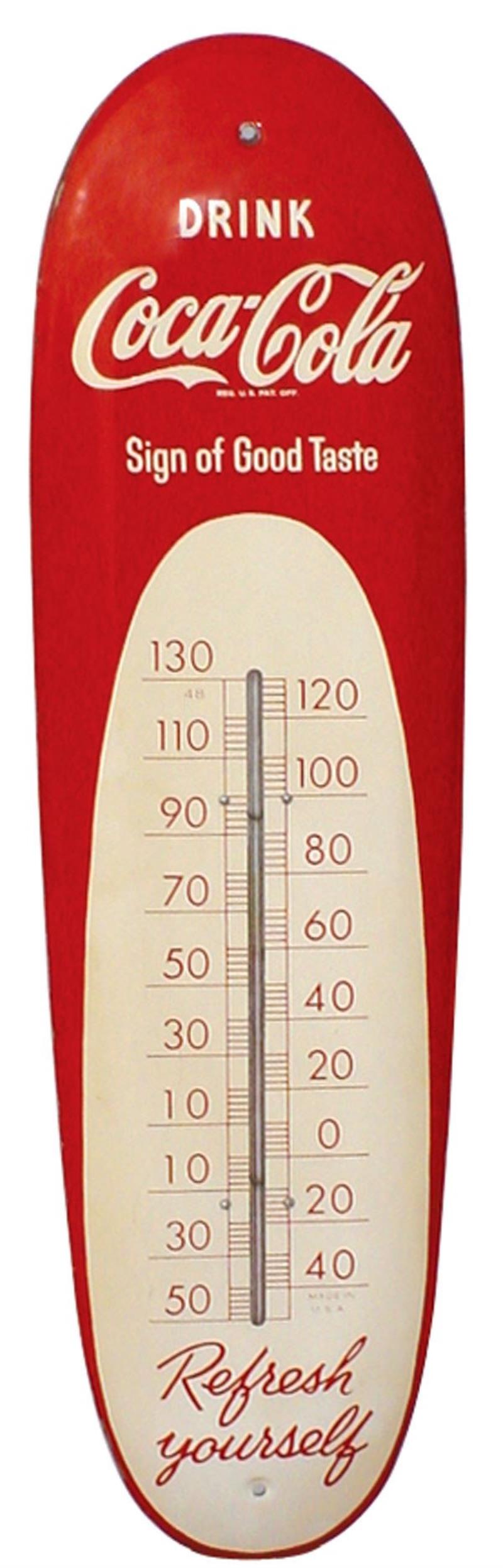 Coca-Cola thermometer, "Sign of Good Taste", ciga