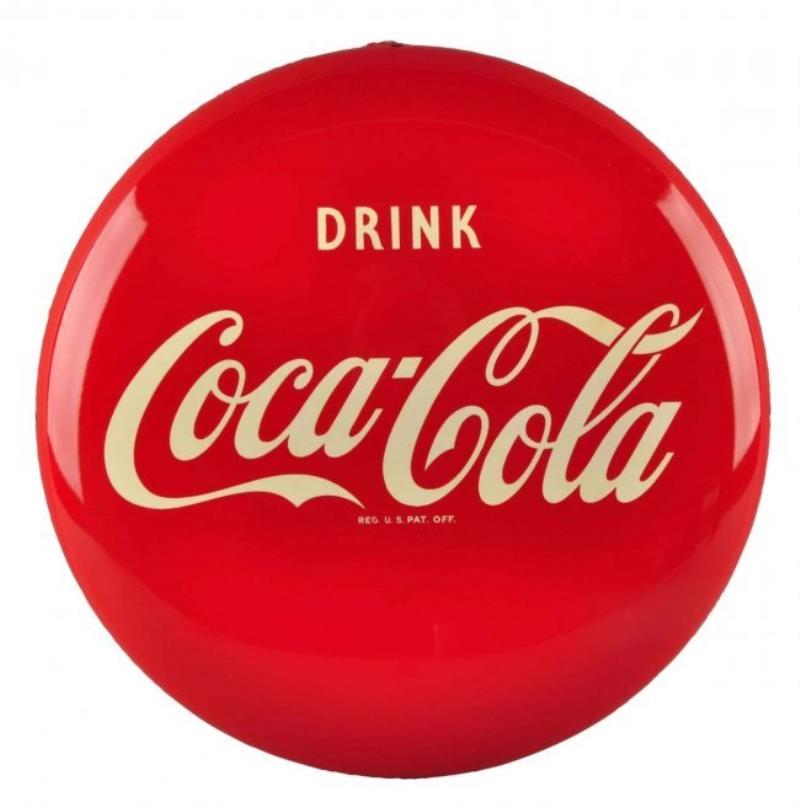 Gorgeous 1951 Coca - Cola Tin Button Sign.