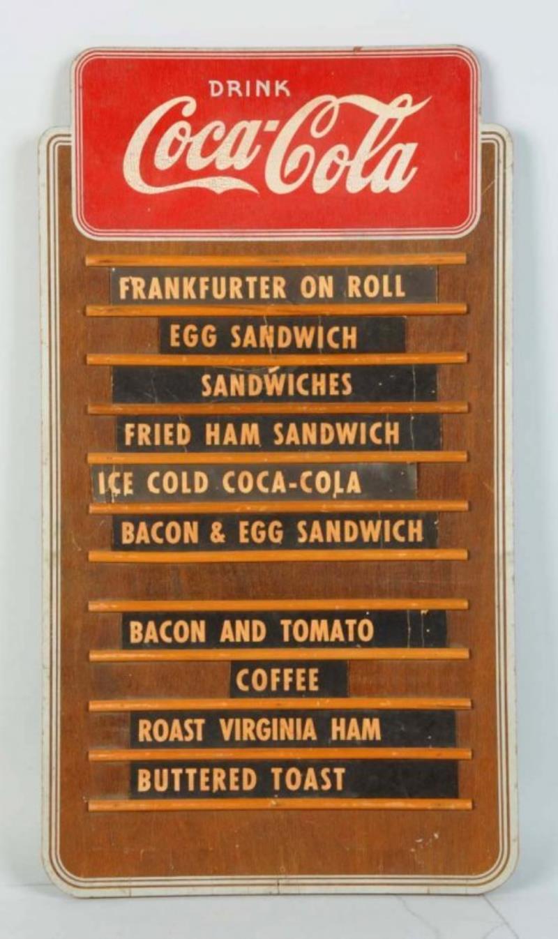 Coca-Cola Wooden Menu Board Value & Price Guide