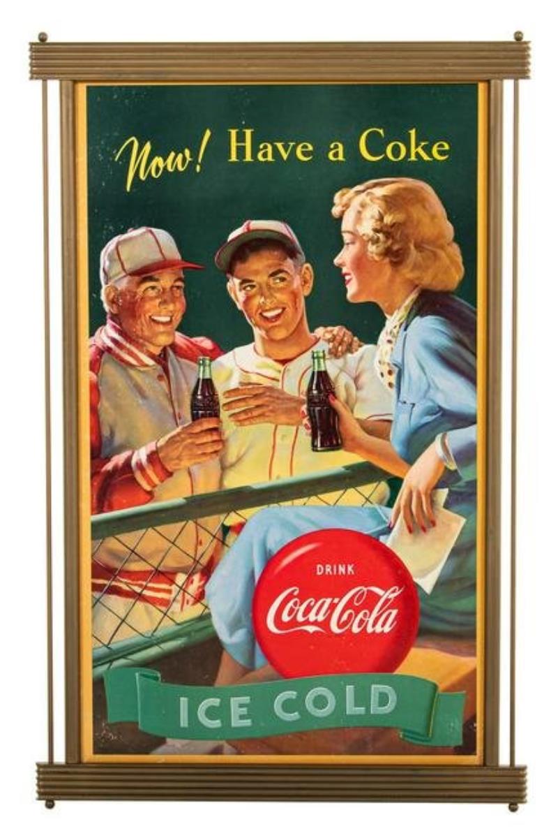 Coca Cola Edgar Bergan Framed Cardboard Sign Value & Price Guide