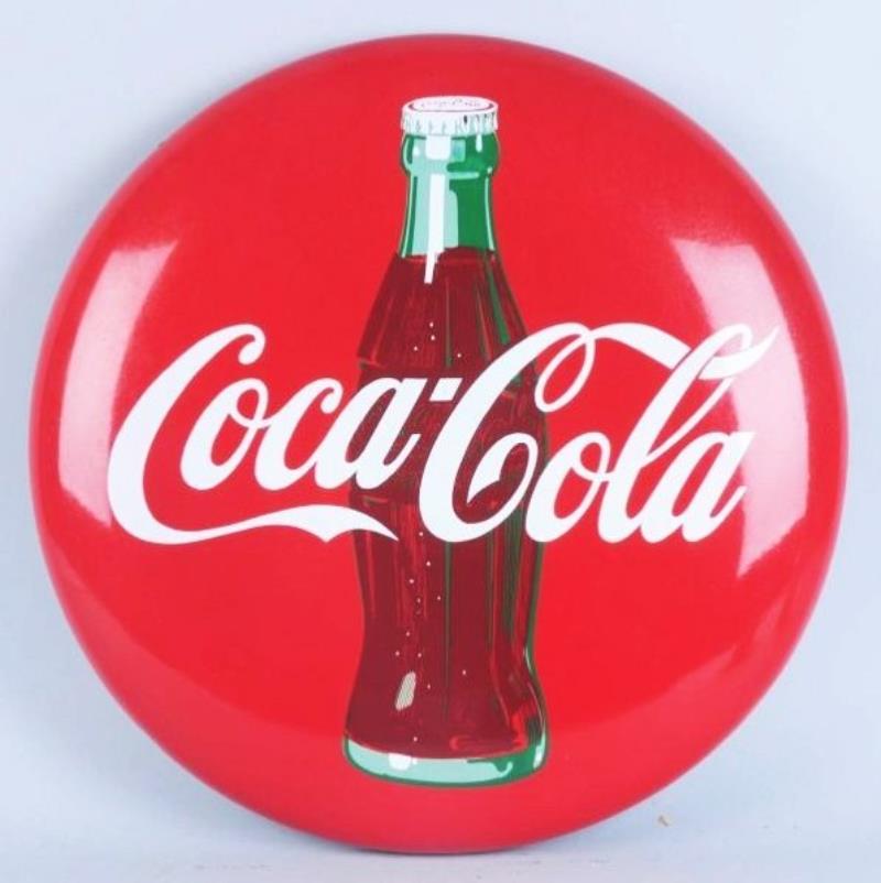 1950s Coca-Cola Porcelain Button Sign.