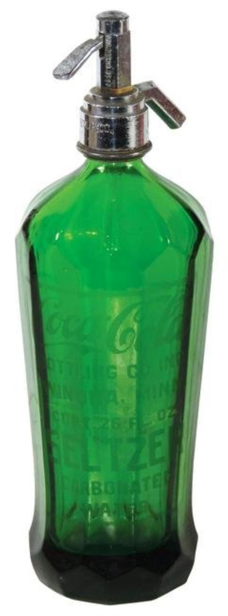 Coca-Cola Seltzer Bottle, Rare emerald green glass,