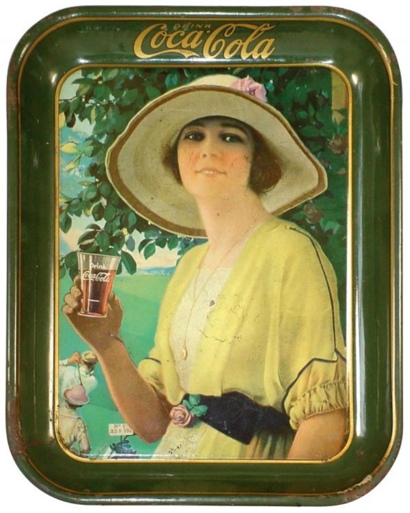 Coca-Cola serving tray, 1920, Lady on Golf Course