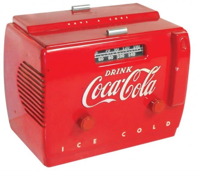 Coca-Cola cooler radio, c1950's, Exc working cond w/a