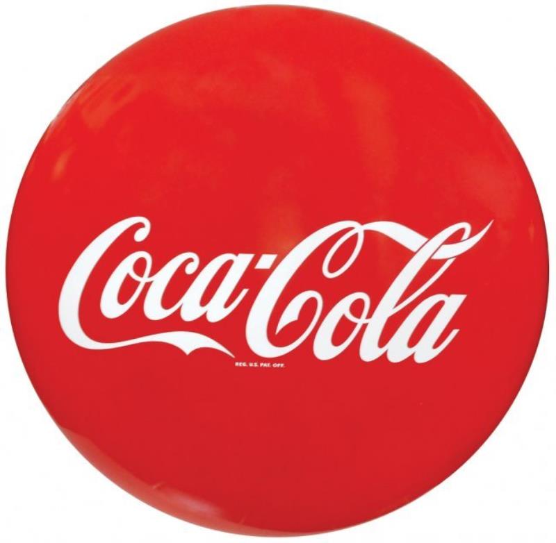 Coca-Cola button sign, porcelain, c1950, some loss