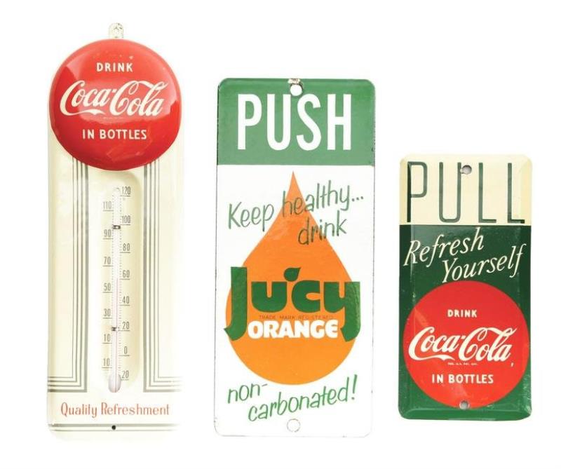 COCA-COLA THERMOMETER AND JUICY ORANGE AND